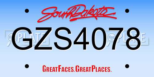 GZS4078 South Dakota License Plate