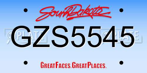 GZS5545 South Dakota License Plate