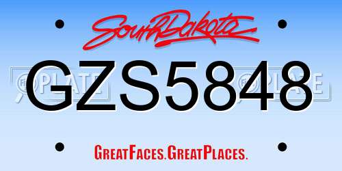GZS5848 South Dakota License Plate