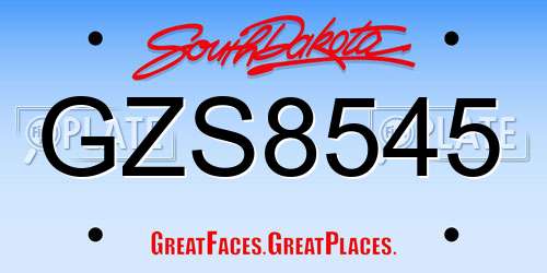 GZS8545 South Dakota License Plate