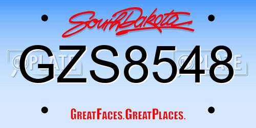 GZS8548 South Dakota License Plate