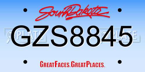 GZS8845 South Dakota License Plate