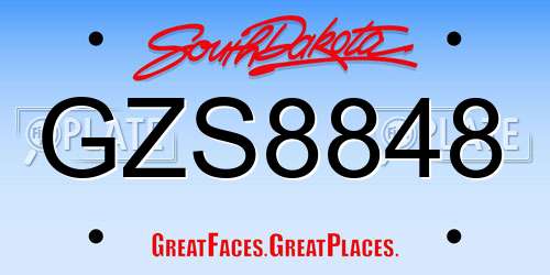 GZS8848 South Dakota License Plate