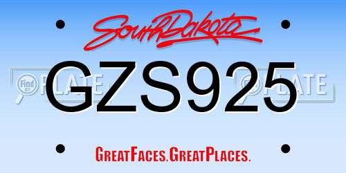 GZS925 South Dakota License Plate