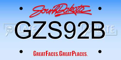 GZS92B South Dakota License Plate