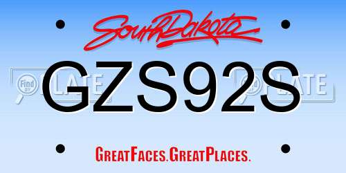 GZS92S South Dakota License Plate