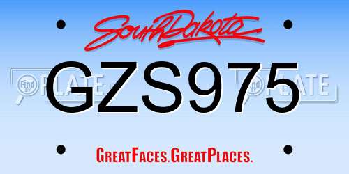 GZS975 South Dakota License Plate