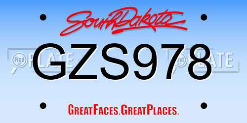 GZS978 South Dakota License Plate