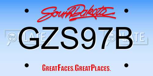 GZS97B South Dakota License Plate