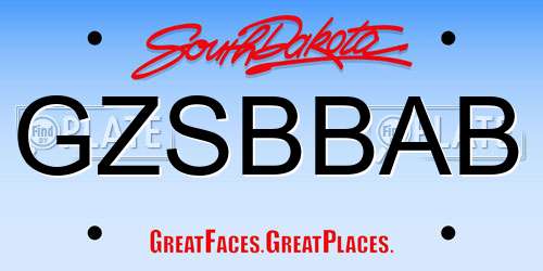 GZSBBAB South Dakota License Plate
