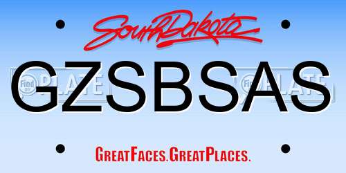 GZSBSAS South Dakota License Plate