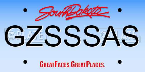 GZSSSAS South Dakota License Plate