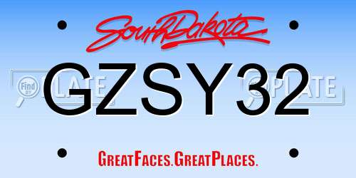 GZSY32 South Dakota License Plate