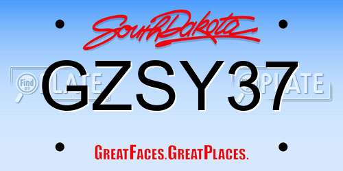 GZSY37 South Dakota License Plate