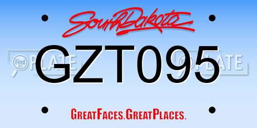 GZT095 South Dakota License Plate