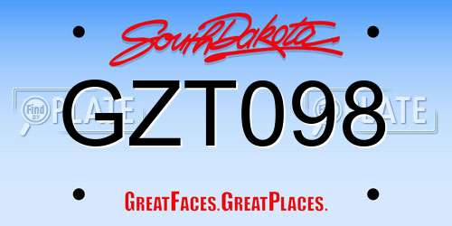 GZT098 South Dakota License Plate