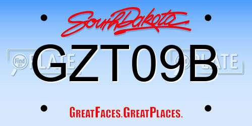 GZT09B South Dakota License Plate