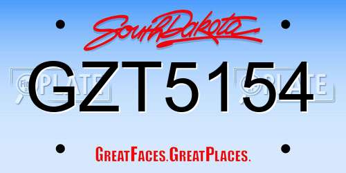GZT5154 South Dakota License Plate
