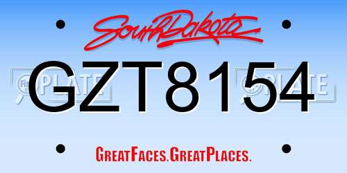 GZT8154 South Dakota License Plate