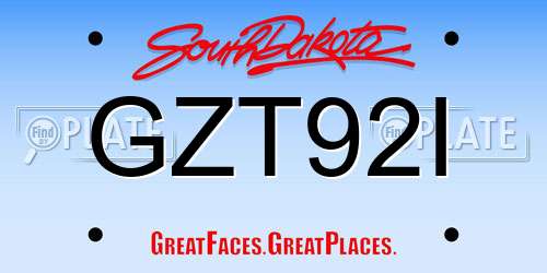 GZT92I South Dakota License Plate