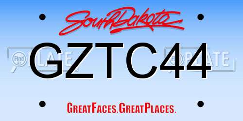 GZTC44 South Dakota License Plate
