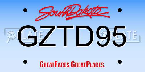 GZTD95 South Dakota License Plate