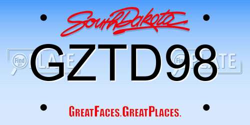 GZTD98 South Dakota License Plate