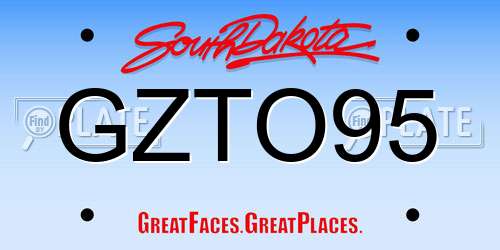GZTO95 South Dakota License Plate