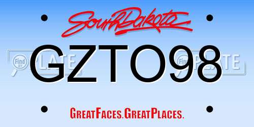 GZTO98 South Dakota License Plate