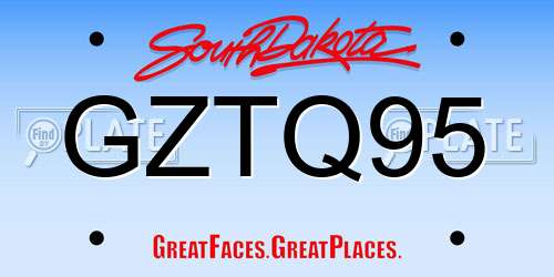 GZTQ95 South Dakota License Plate