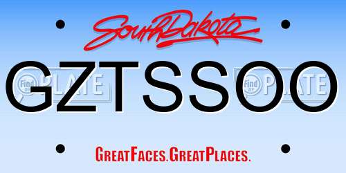 GZTSSOO South Dakota License Plate