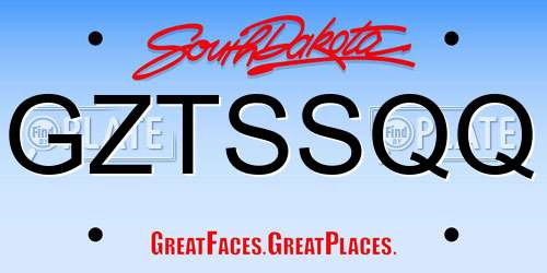 GZTSSQQ South Dakota License Plate