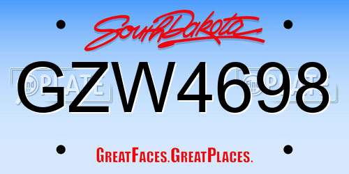 GZW4698 South Dakota License Plate