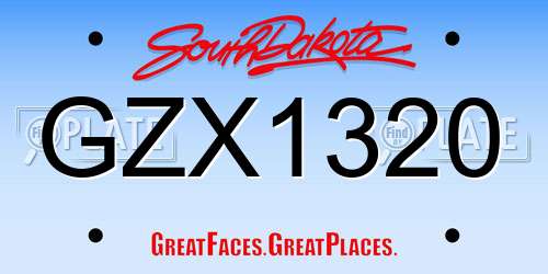 GZX1320 South Dakota License Plate