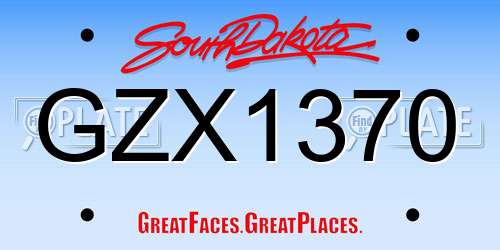 GZX1370 South Dakota License Plate