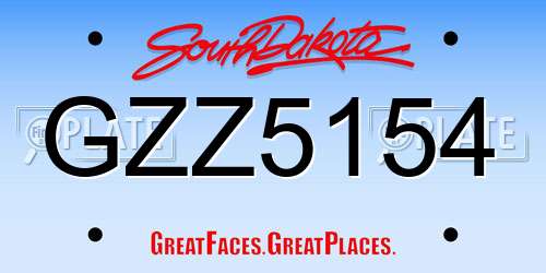 GZZ5154 South Dakota License Plate