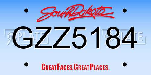 GZZ5184 South Dakota License Plate