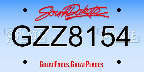 GZZ8154 South Dakota License Plate