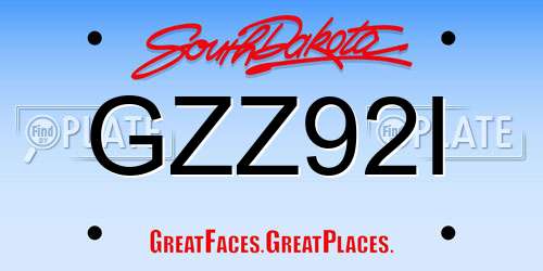 GZZ92I South Dakota License Plate