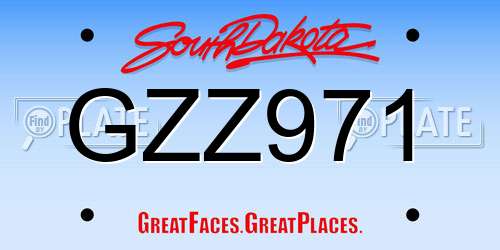 GZZ971 South Dakota License Plate