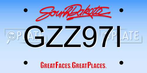 GZZ97I South Dakota License Plate
