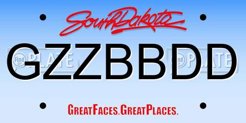 GZZBBDD South Dakota License Plate