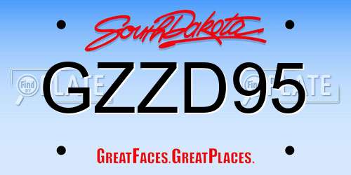GZZD95 South Dakota License Plate