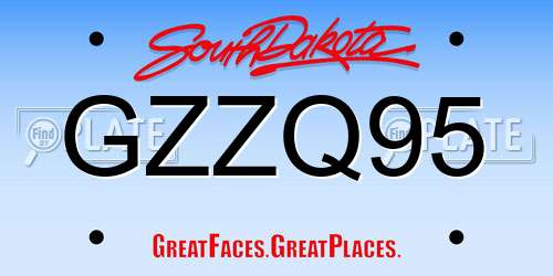 GZZQ95 South Dakota License Plate