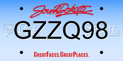 GZZQ98 South Dakota License Plate