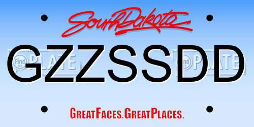 GZZSSDD South Dakota License Plate