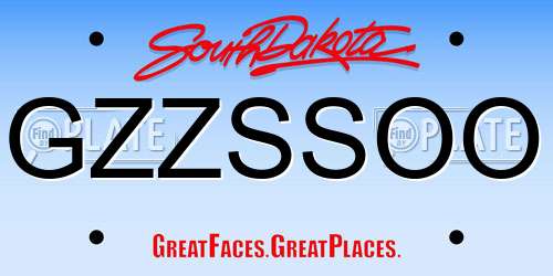 GZZSSOO South Dakota License Plate