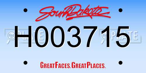 H003715 South Dakota License Plate