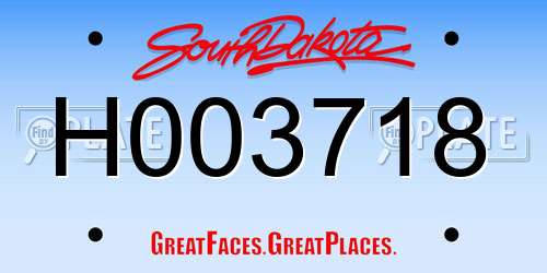 H003718 South Dakota License Plate