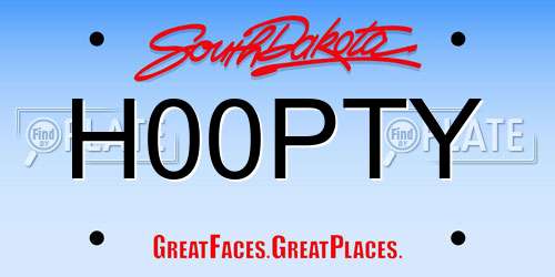 H00PTY South Dakota License Plate